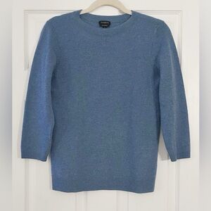 Talbots Light Blue Pure Cashmere 3/4 Sleeve Crewneck Sweater Size Small